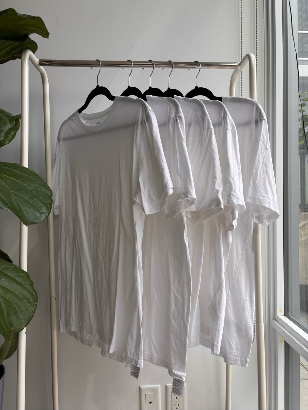 MEN'S 100% Cotton White Short Sleeve T-Shirts x5 L